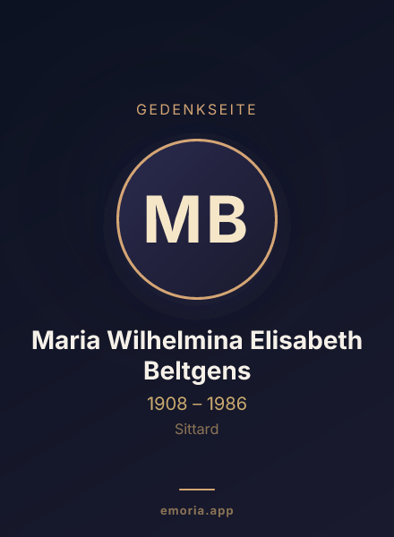Gedenkportrait von Maria Wilhelmina Elisabeth Beltgens