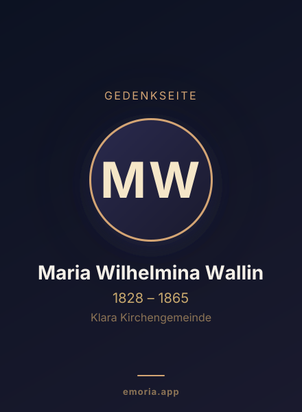 Gedenkportrait von Maria Wilhelmina Wallin