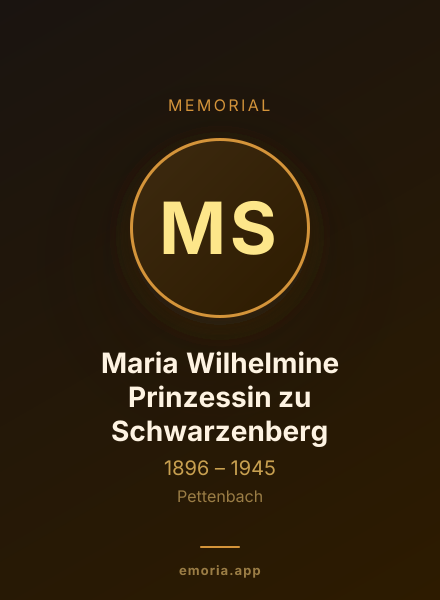 Memorial portrait of Maria Wilhelmine Prinzessin zu Schwarzenberg