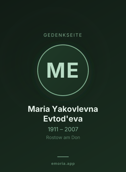 Gedenkportrait von Maria Yakovlevna Evtod'eva