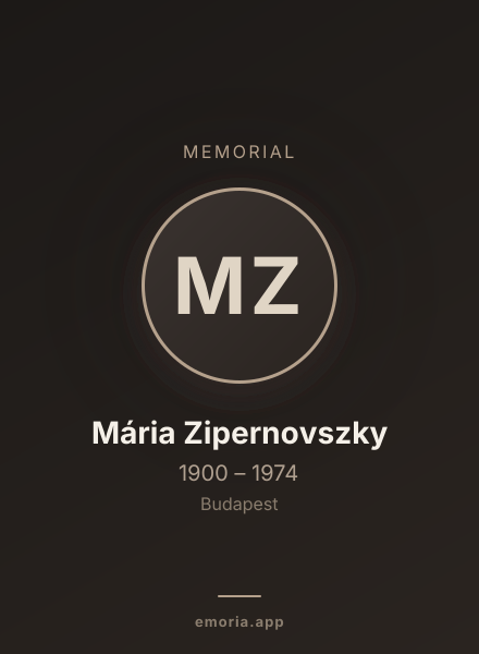 Memorial portrait of Mária Zipernovszky