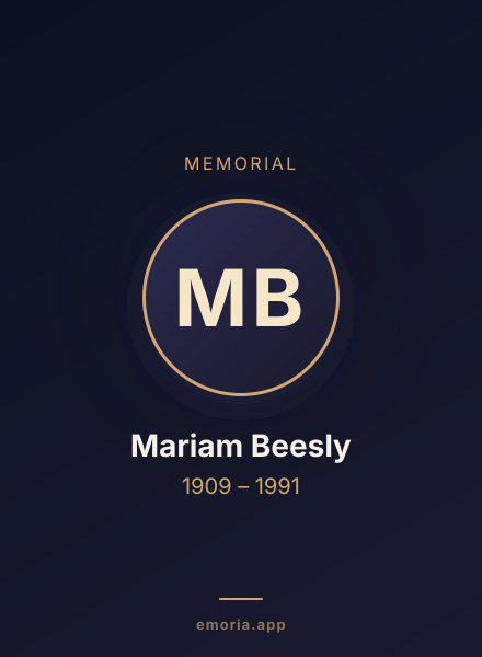 Memorial portrait of Mariam Beesly