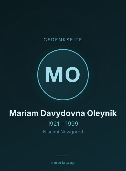 Gedenkportrait von Mariam Davydovna Oleynik