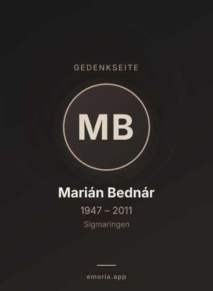 Gedenkportrait von Marián Bednár