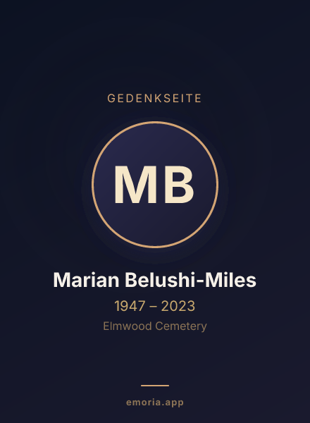 Gedenkportrait von Marian Belushi-Miles