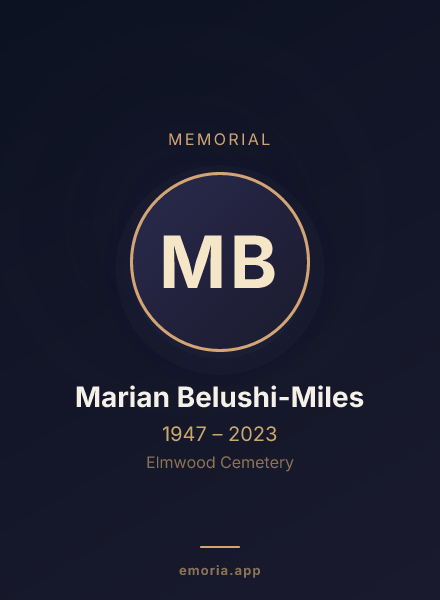 Memorial portrait of Marian Belushi-Miles