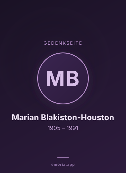 Gedenkportrait von Marian Blakiston-Houston