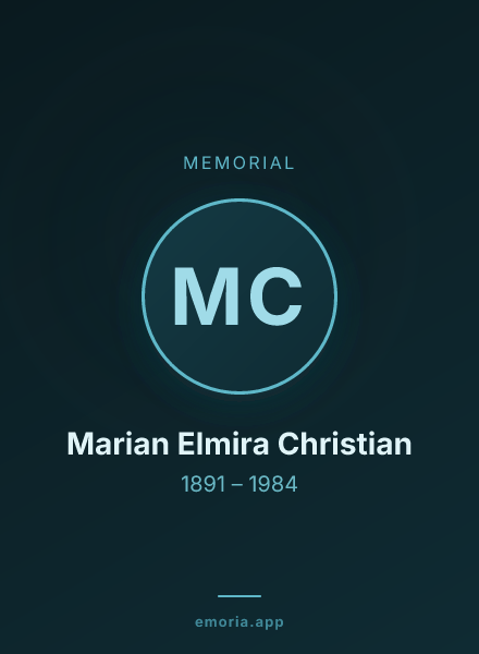 Memorial portrait of Marian Elmira Christian