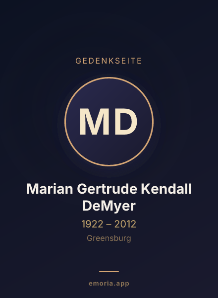 Gedenkportrait von Marian Gertrude Kendall DeMyer