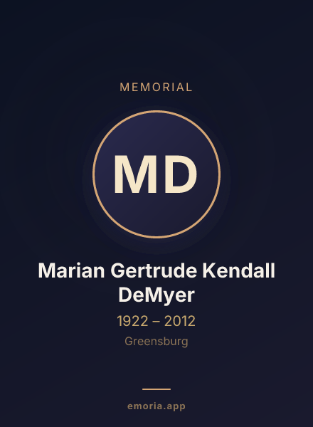 Memorial portrait of Marian Gertrude Kendall DeMyer