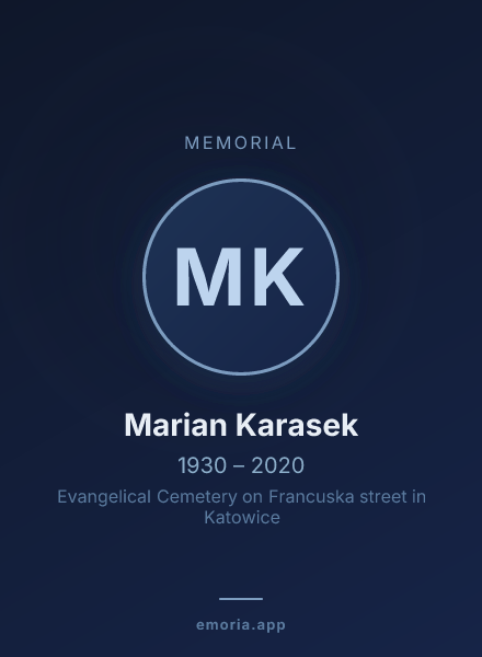 Memorial portrait of Marian Karasek