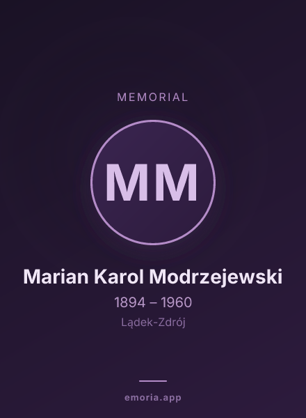 Memorial portrait of Marian Karol Modrzejewski
