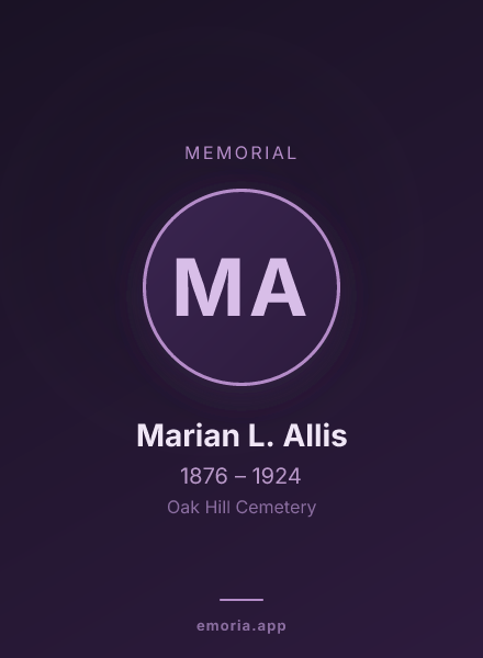 Memorial portrait of Marian L. Allis
