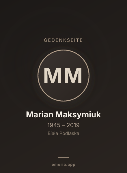 Gedenkportrait von Marian Maksymiuk
