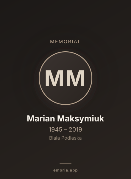 Memorial portrait of Marian Maksymiuk