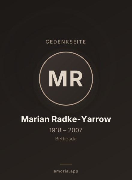 Gedenkportrait von Marian Radke-Yarrow