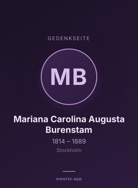 Gedenkportrait von Mariana Carolina Augusta Burenstam
