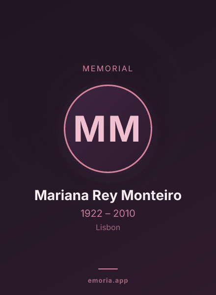 Memorial portrait of Mariana Rey Monteiro