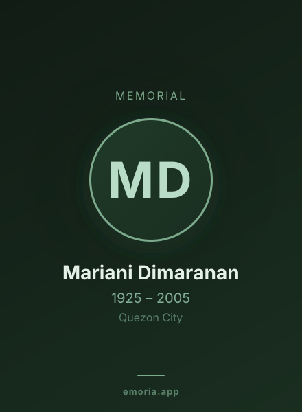 Memorial portrait of Mariani Dimaranan