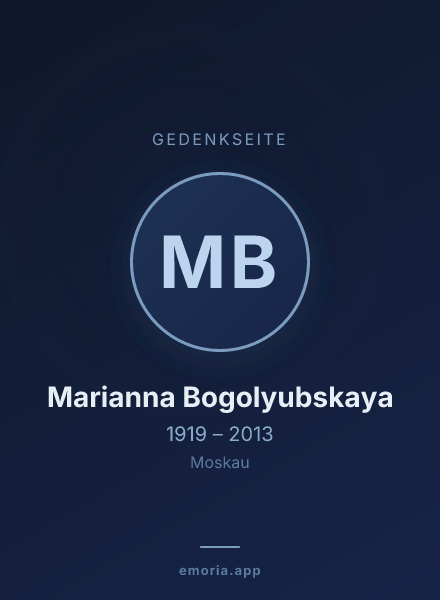 Gedenkportrait von Marianna Bogolyubskaya