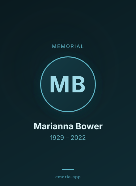 Memorial portrait of Marianna Bower
