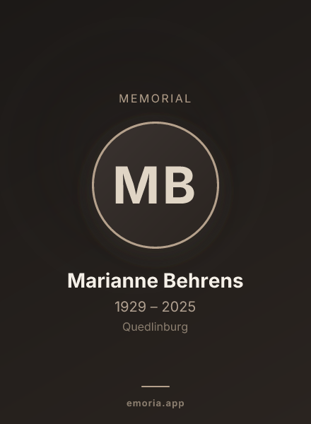 Memorial portrait of Marianne Behrens