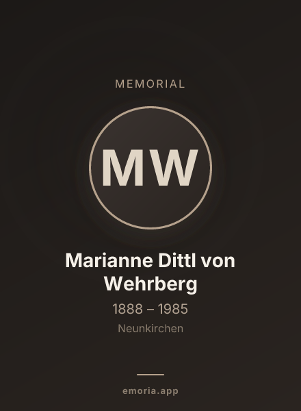 Memorial portrait of Marianne Dittl von Wehrberg