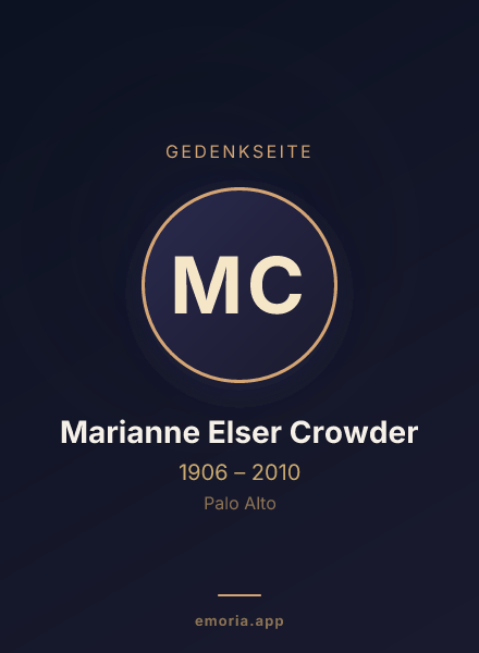 Gedenkportrait von Marianne Elser Crowder