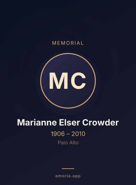 Memorial portrait of Marianne Elser Crowder