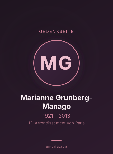 Gedenkportrait von Marianne Grunberg-Manago