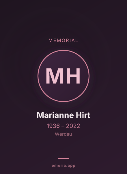 Memorial portrait of Marianne Hirt