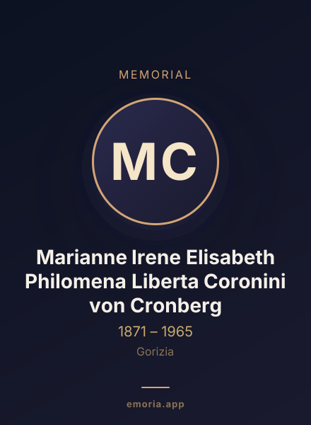 Memorial portrait of Marianne Irene Elisabeth Philomena Liberta Coronini von Cronberg