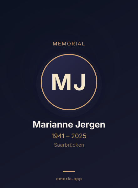 Memorial portrait of Marianne Jergen