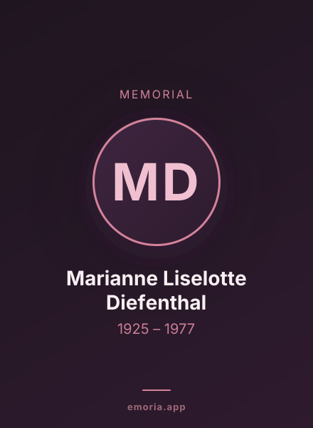 Memorial portrait of Marianne Liselotte Diefenthal