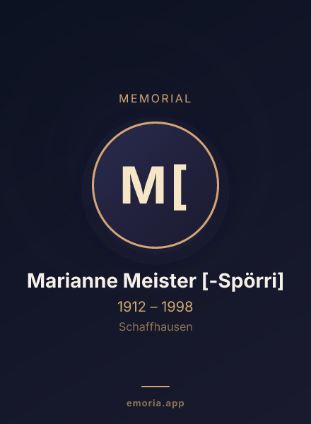 Memorial portrait of Marianne Meister [-Spörri]