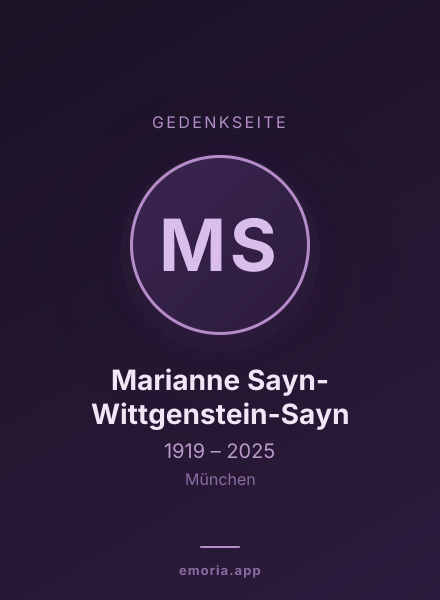 Gedenkportrait von Marianne Sayn-Wittgenstein-Sayn