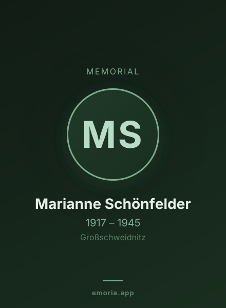 Memorial portrait of Marianne Schönfelder