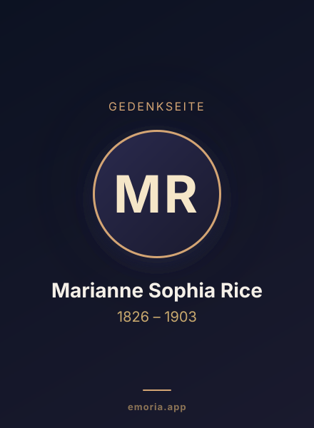 Gedenkportrait von Marianne Sophia Rice