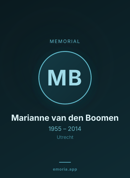 Memorial portrait of Marianne van den Boomen