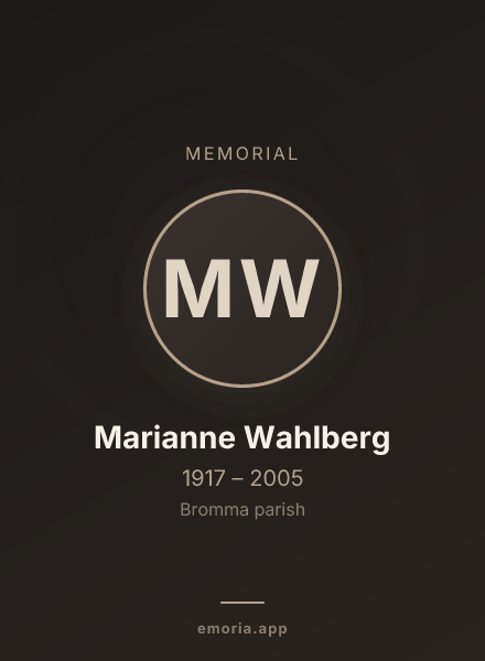 Memorial portrait of Marianne Wahlberg