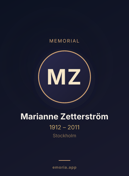 Memorial portrait of Marianne Zetterström