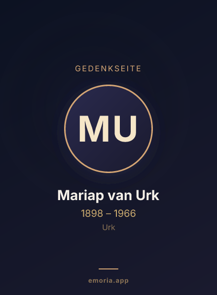 Gedenkportrait von Mariap van Urk