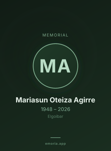 Memorial portrait of Mariasun Oteiza Agirre