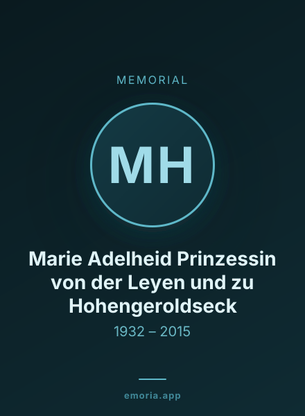 Memorial portrait of Marie Adelheid Prinzessin von der Leyen und zu Hohengeroldseck