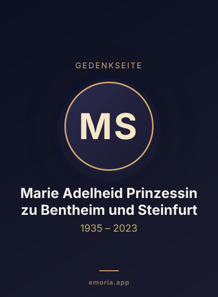 Gedenkportrait von Marie Adelheid Prinzessin zu Bentheim und Steinfurt
