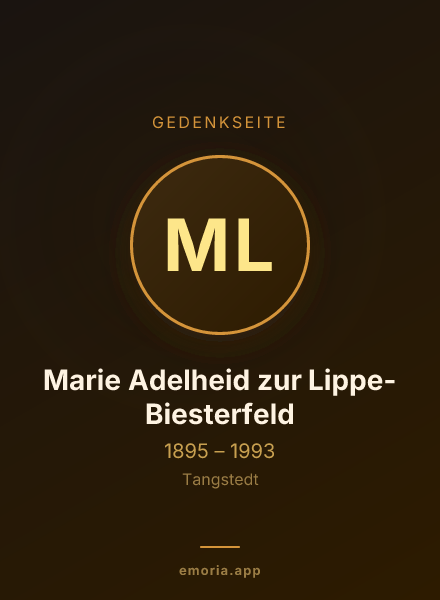 Gedenkportrait von Marie Adelheid zur Lippe-Biesterfeld