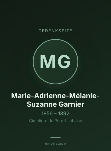 Gedenkportrait von Marie-Adrienne-Mélanie-Suzanne Garnier