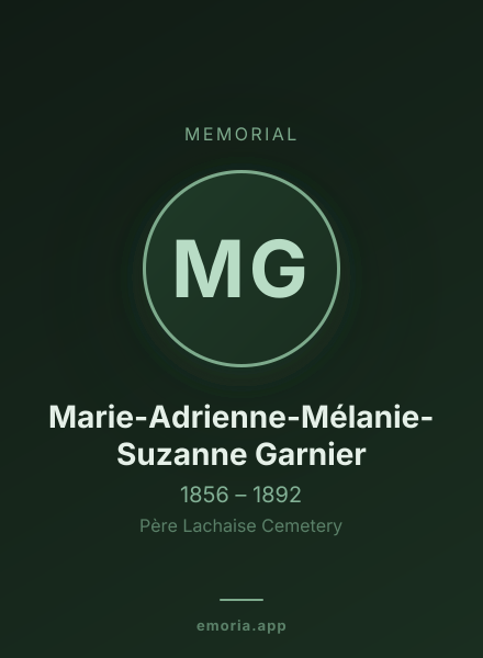 Memorial portrait of Marie-Adrienne-Mélanie-Suzanne Garnier