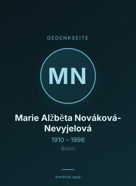 Gedenkportrait von Marie Alžběta Nováková-Nevyjelová