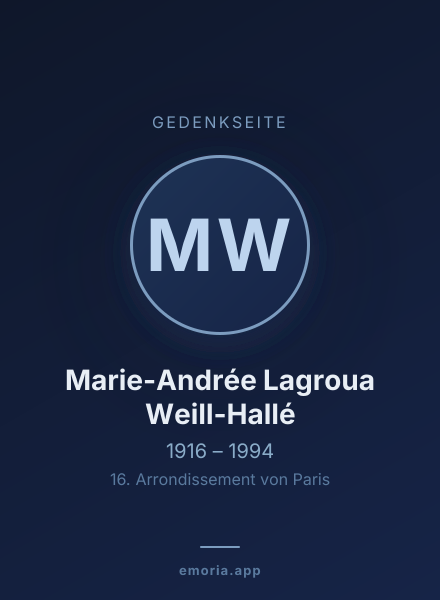 Gedenkportrait von Marie-Andrée Lagroua Weill-Hallé